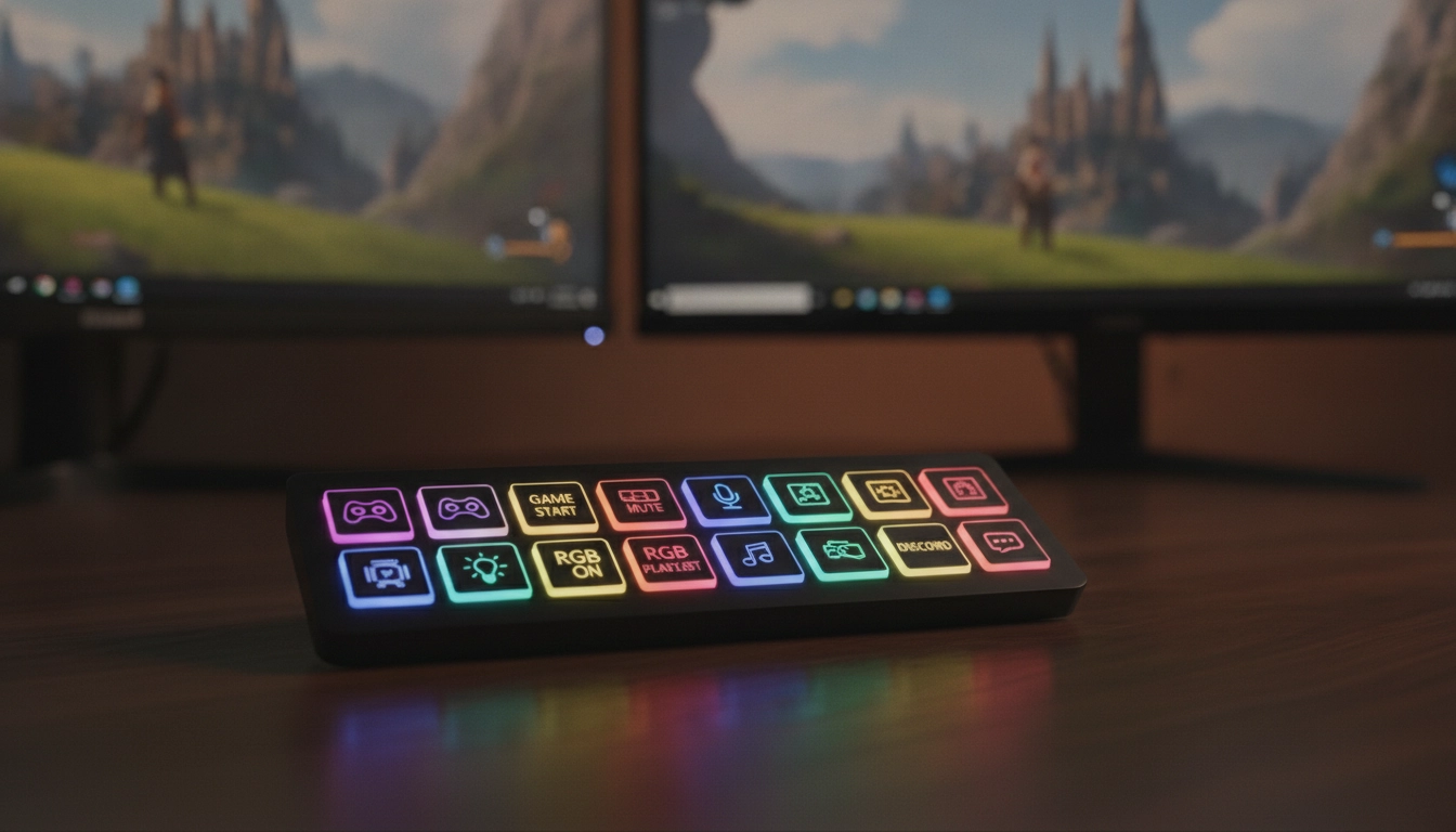 Un contrôleur de stream avec touches lumineuses pour gérer votre diffusion en direct sans interruption.