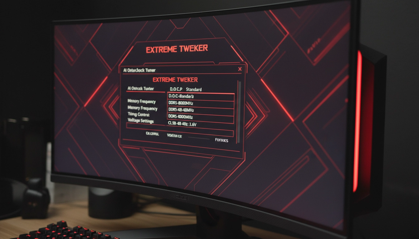 Écran d'ordinateur affichant les réglages pour activer XMP BIOS Asus pour RAM.