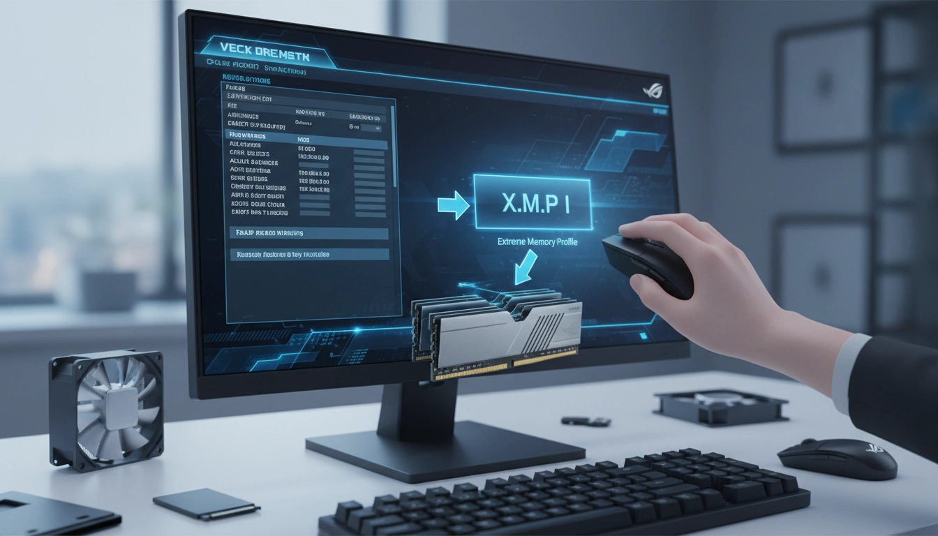 Menu du BIOS Asus ROG permettant d'activer XMP BIOS Asus pour RAM.
