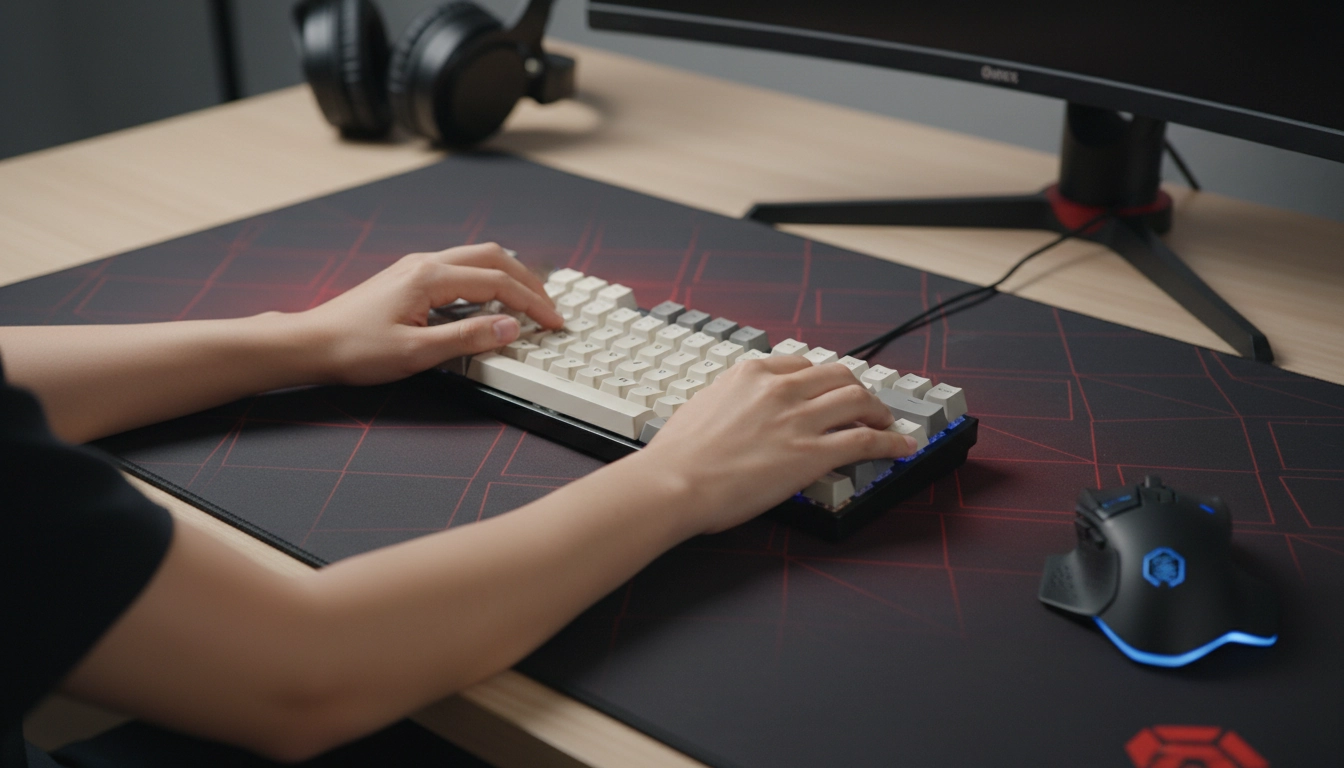 Position correcte des mains sur un clavier gaming pour éviter les douleurs aux poignets lors d'une longue session