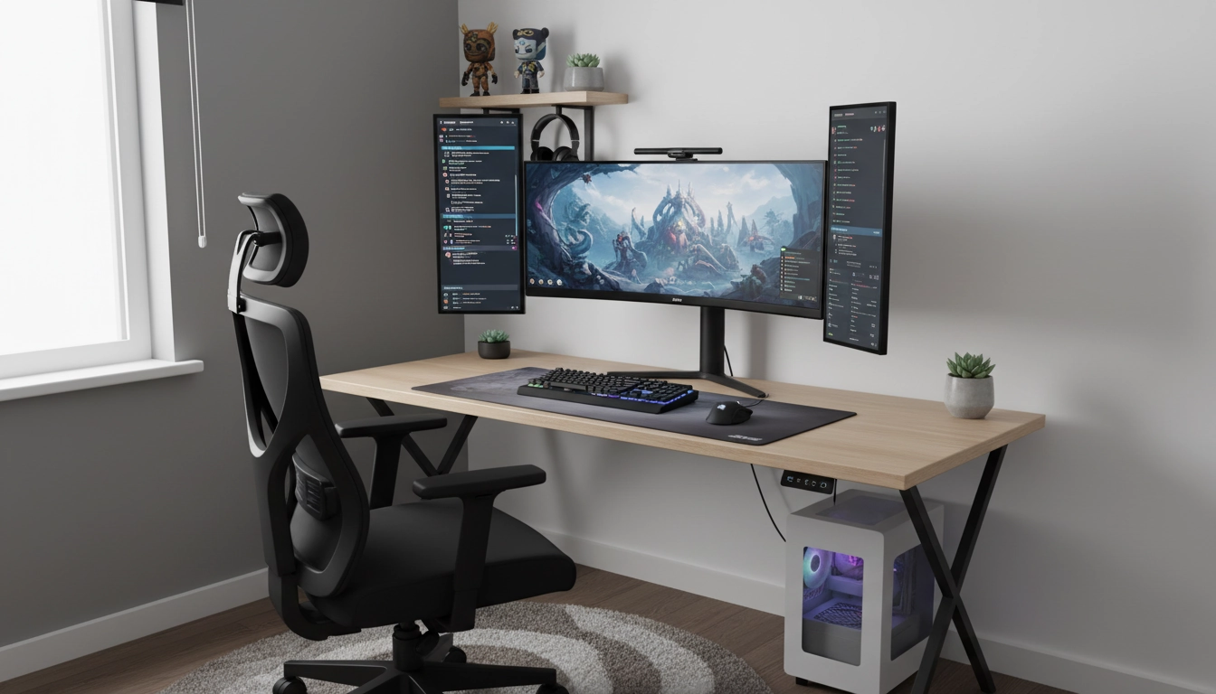 Setup gaming moderne et épuré dans une petite pièce