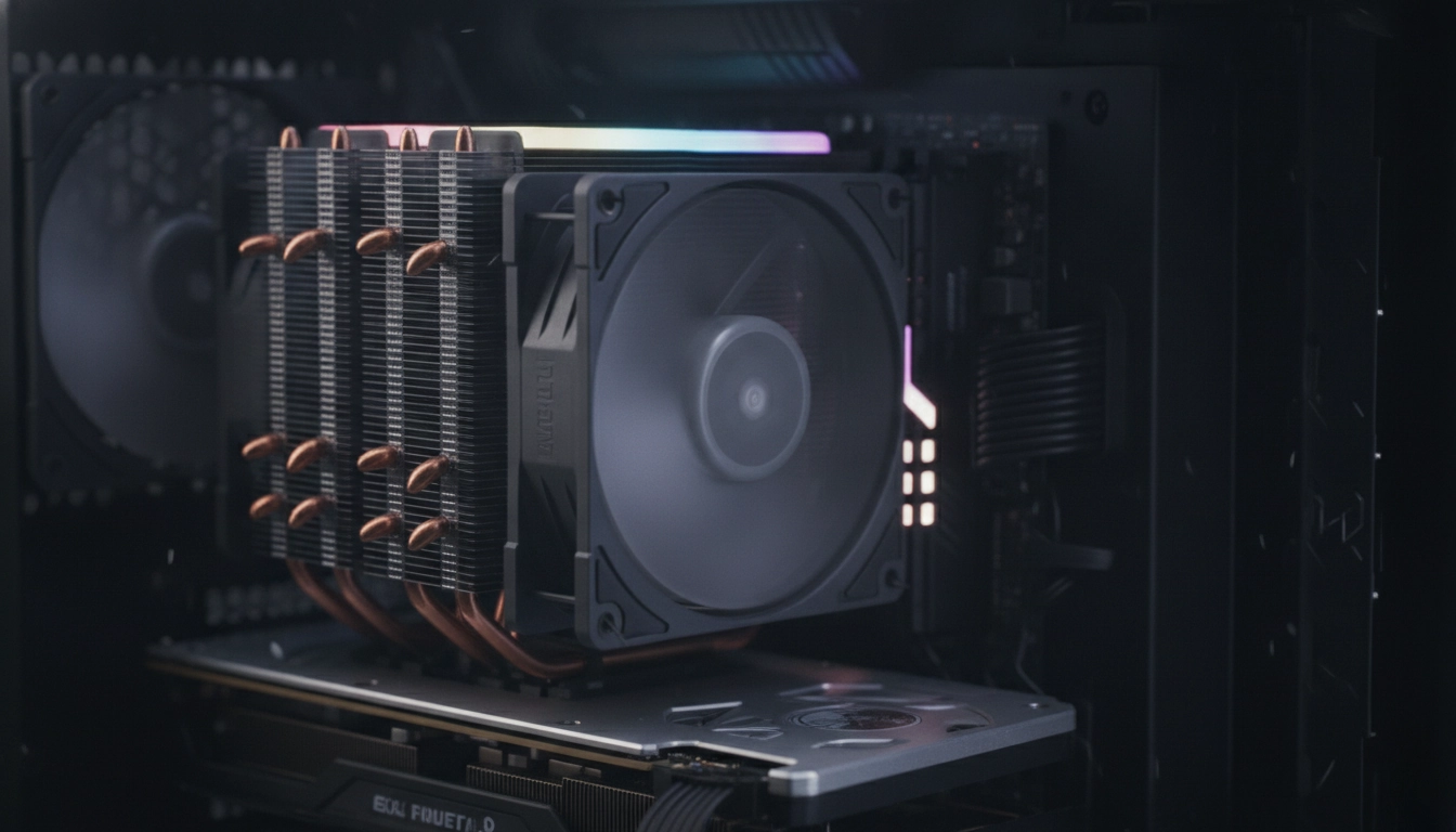 Ventirad massif en cuivre et aluminium démontrant les avantages inconvénients refroidissement air pc gaming.