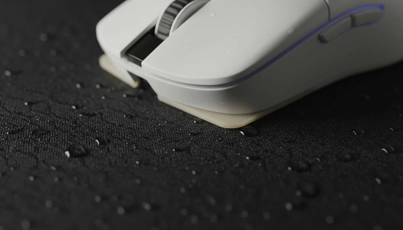 Texture rugueuse d'un tapis de souris gamer offrant un contrôle absolu de la visée