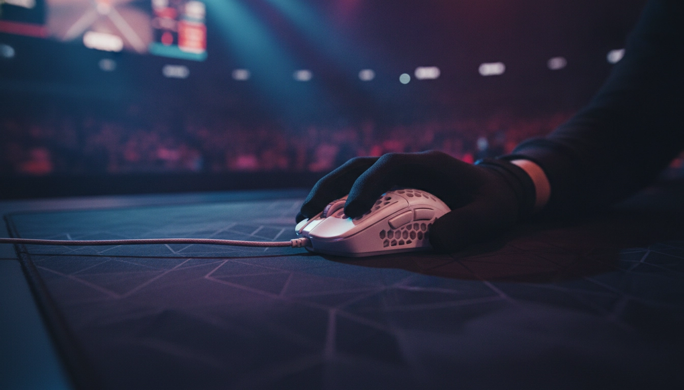 Mouvement de souris sur un revêtement texturé offrant une forte friction dynamique pour le gaming.