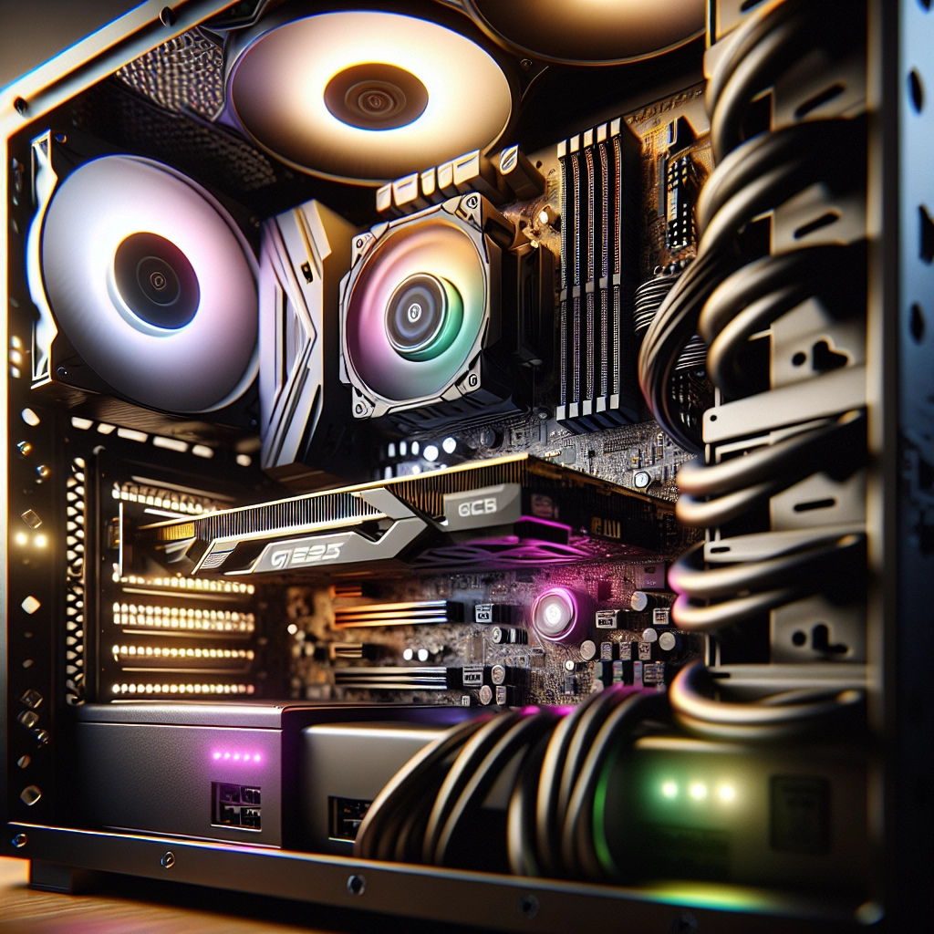 Vue interne d’un PC illustrant une carte graphique idéale bien installée et correctement alimentée