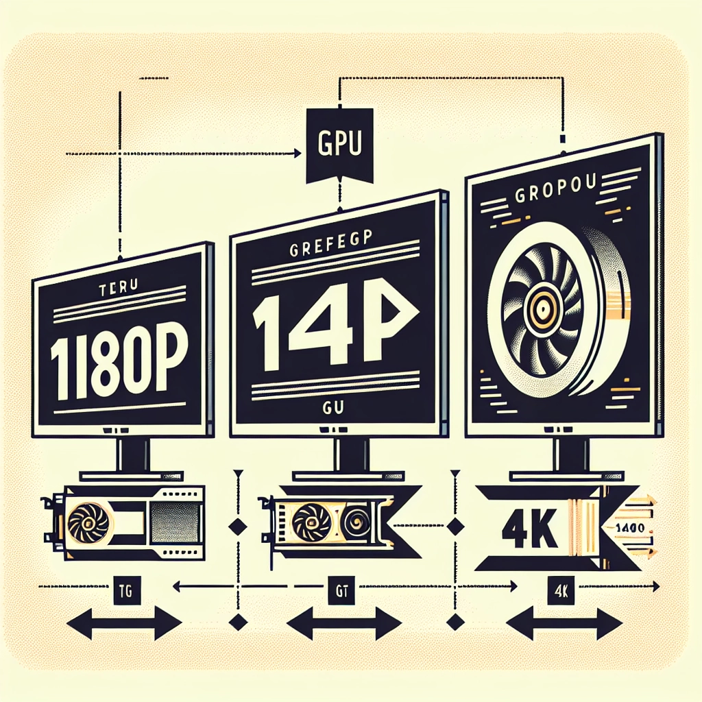 Schéma comparant 1080p, 1440p et 4K pour choisir la bonne carte graphique selon l’écran