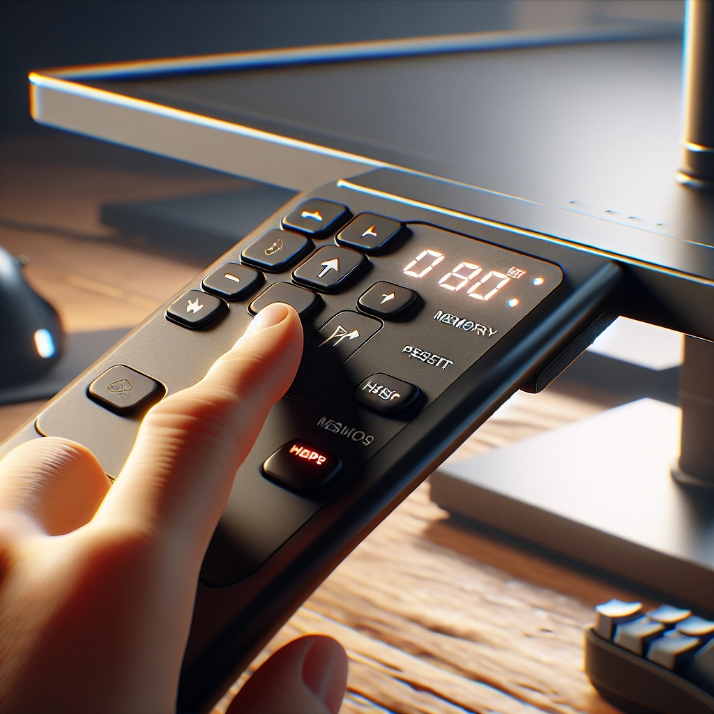 Commande à mémoire et affichage de hauteur sur un bureau gaming réglable électrique