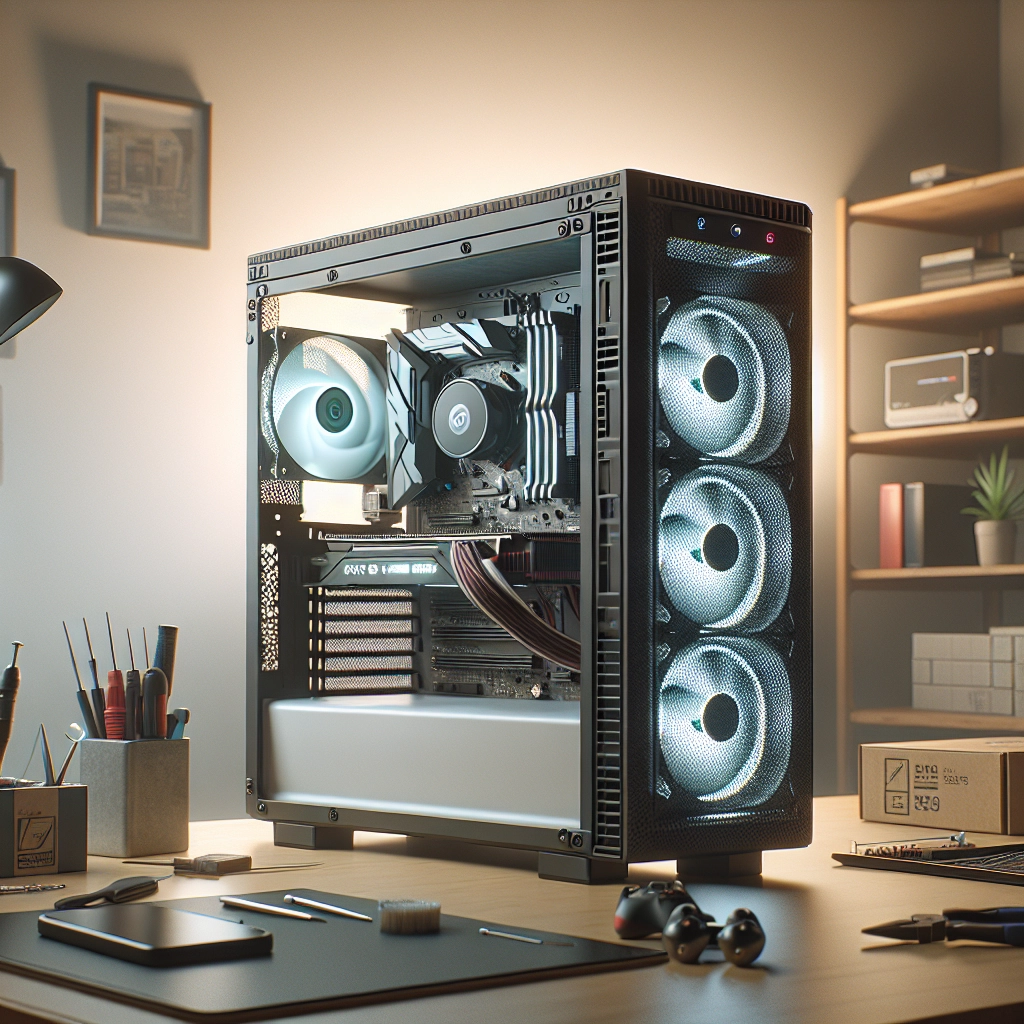 Vue d’un PC prêt à monter pour choisir composants pc gaming entrée gamme avec un bon airflow