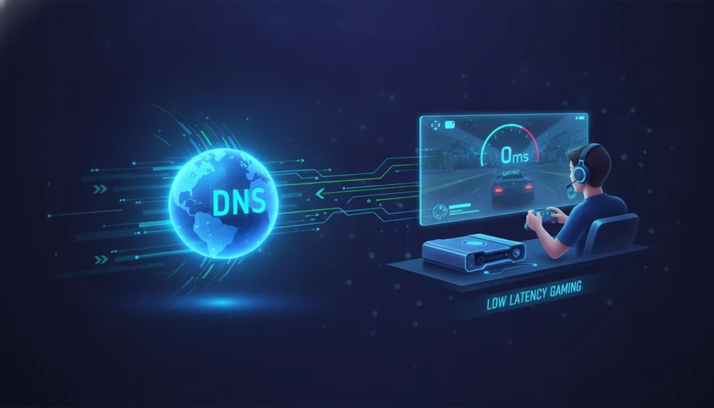 Interface de configuration réseau montrant comment choisir meilleur dns gaming faible latence sur un PC gamer.