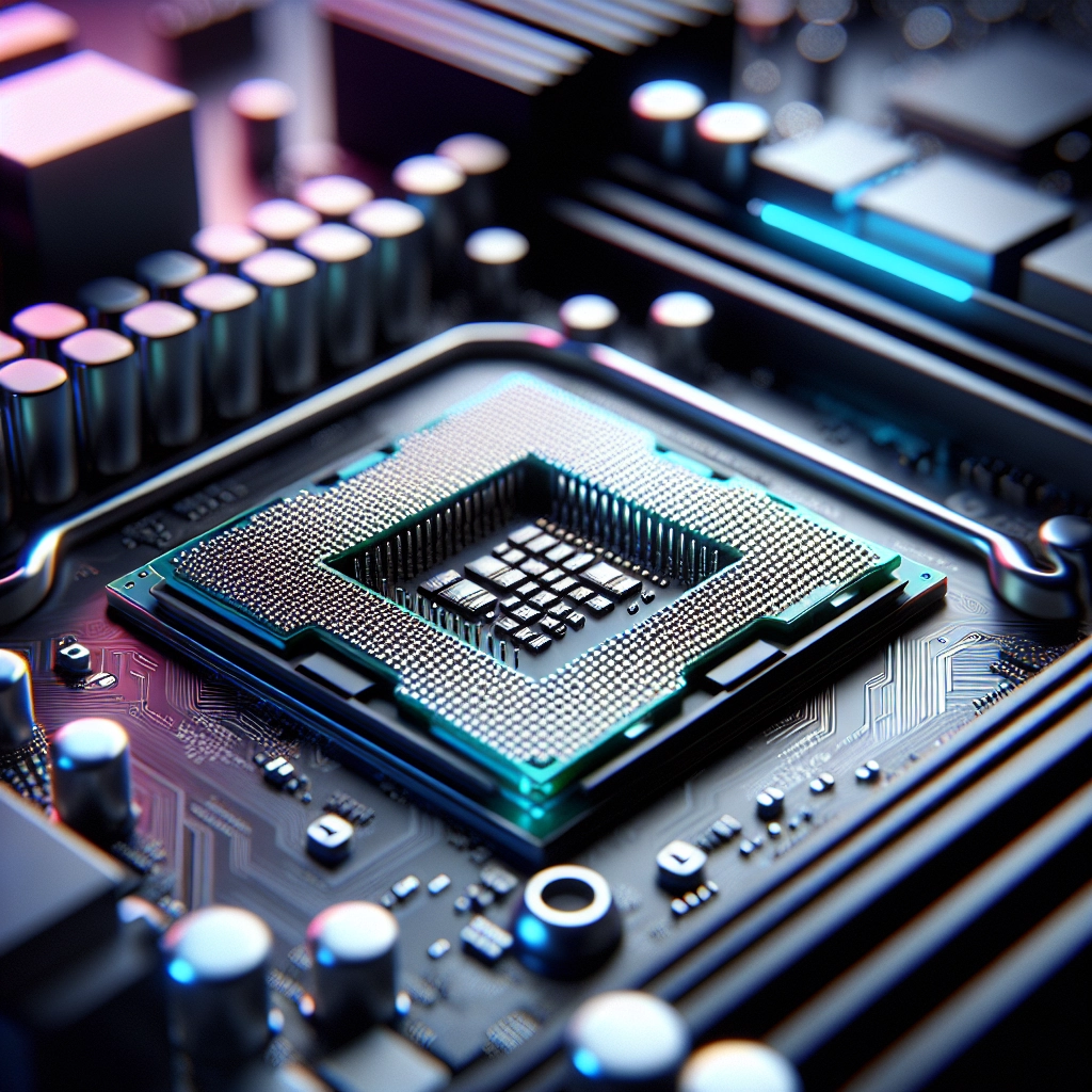 Gros plan d’un CPU sur carte mère pour choisir processeur gaming performant guide complet en 2024