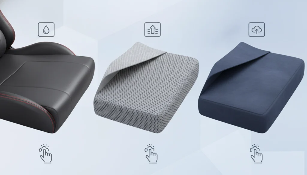 Gros plan sur les textures pour bien choisir revêtement siège gaming.