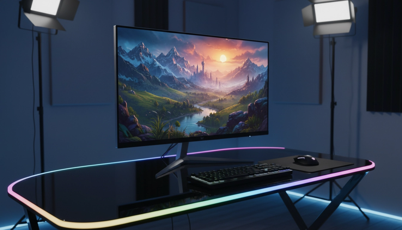 Guide du choix écran gaming avec un moniteur affichant une image de jeu immersive et colorée