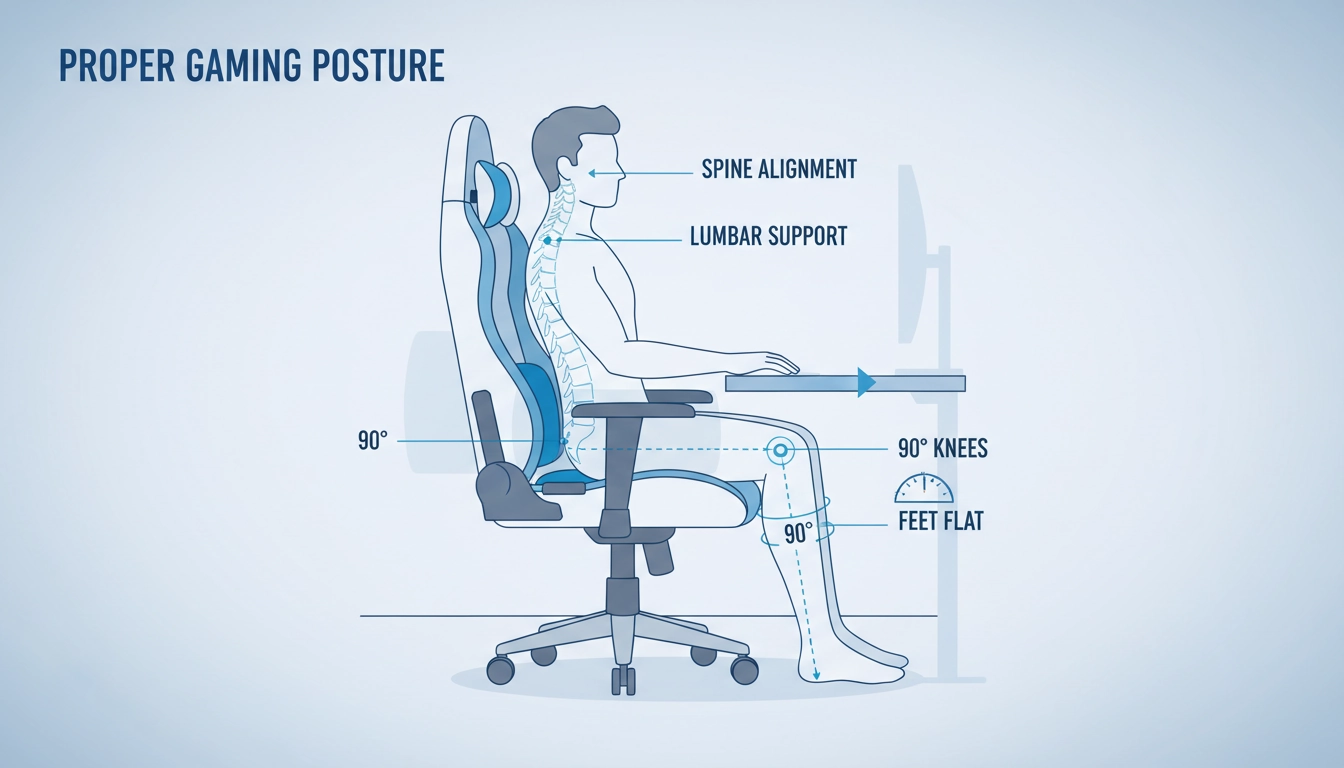 Illustration de la posture correcte pour un réglage optimal du siège gaming ergonomique