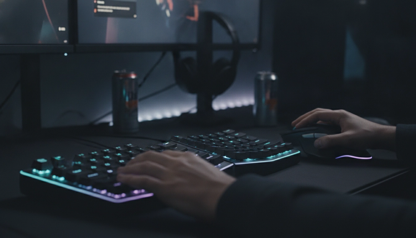Gamer utilisant son choix souris clavier ergonomique gaming pour jouer sans douleur