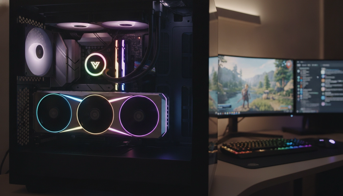 Une carte graphique puissante installée dans un PC pour savoir combien de vram pour jouer en 4k ultra sans saccades.