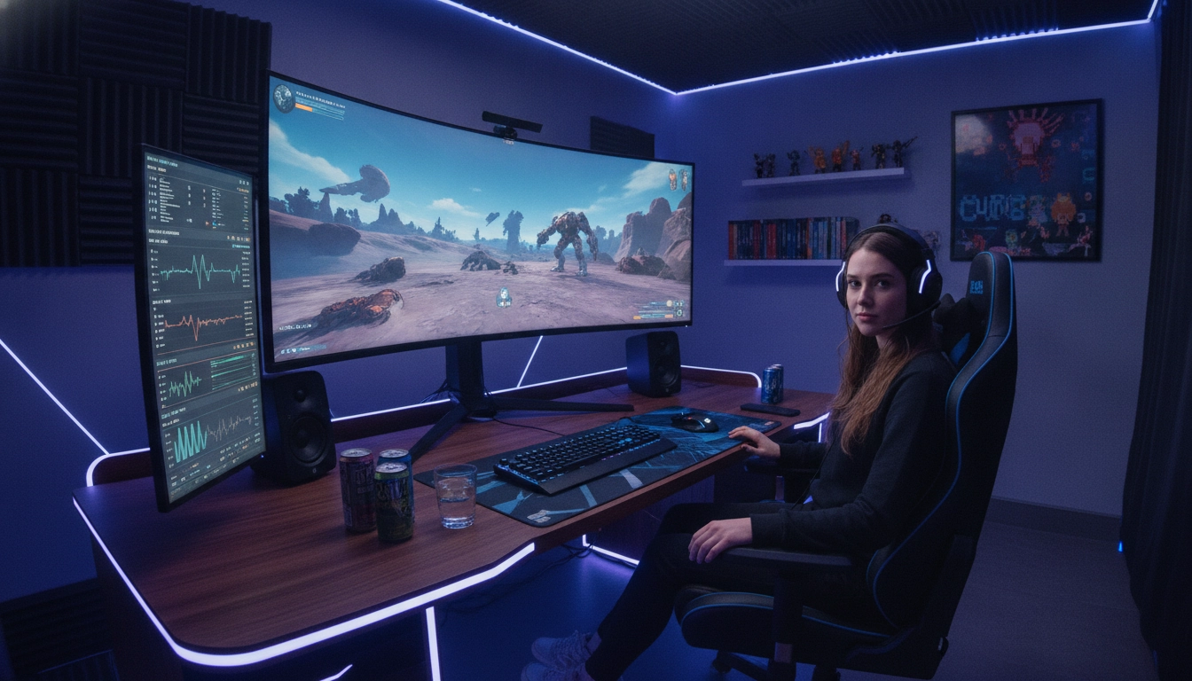 Un joueur surveillant ses performances matérielles pour optimiser sa consommation de VRAM en résolution 4K.