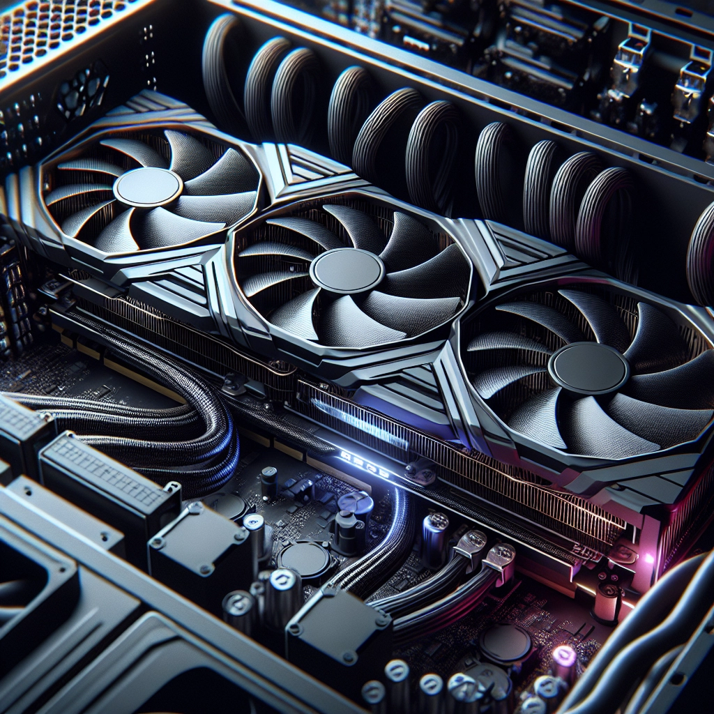 Carte graphique gaming 4K installée dans un boîtier avec refroidissement optimisé et airflow propre