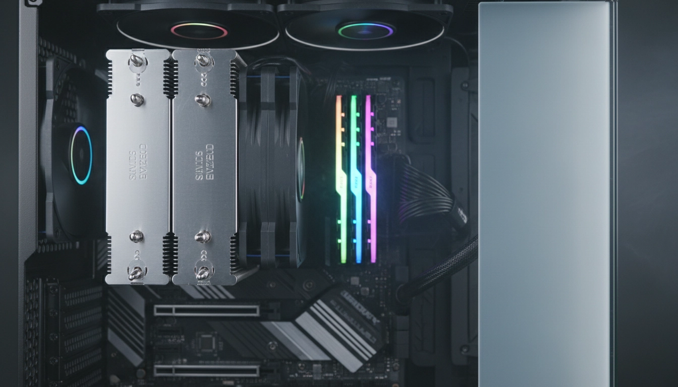 Espace nécessaire entre un ventirad massif et la mémoire vive DDR5 sur une carte mère.