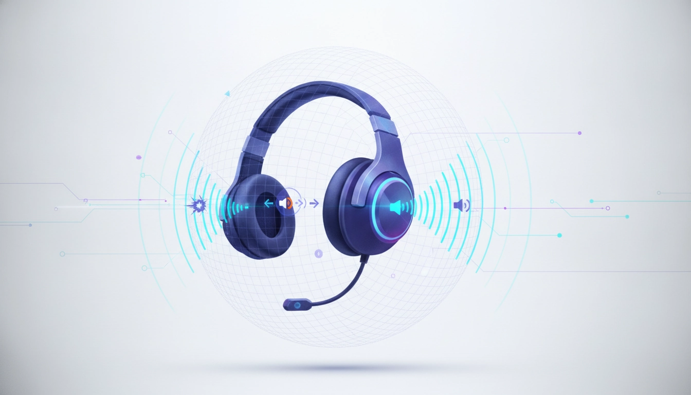 Joueur e-sport concentré utilisant un casque gaming avec son surround virtuel.