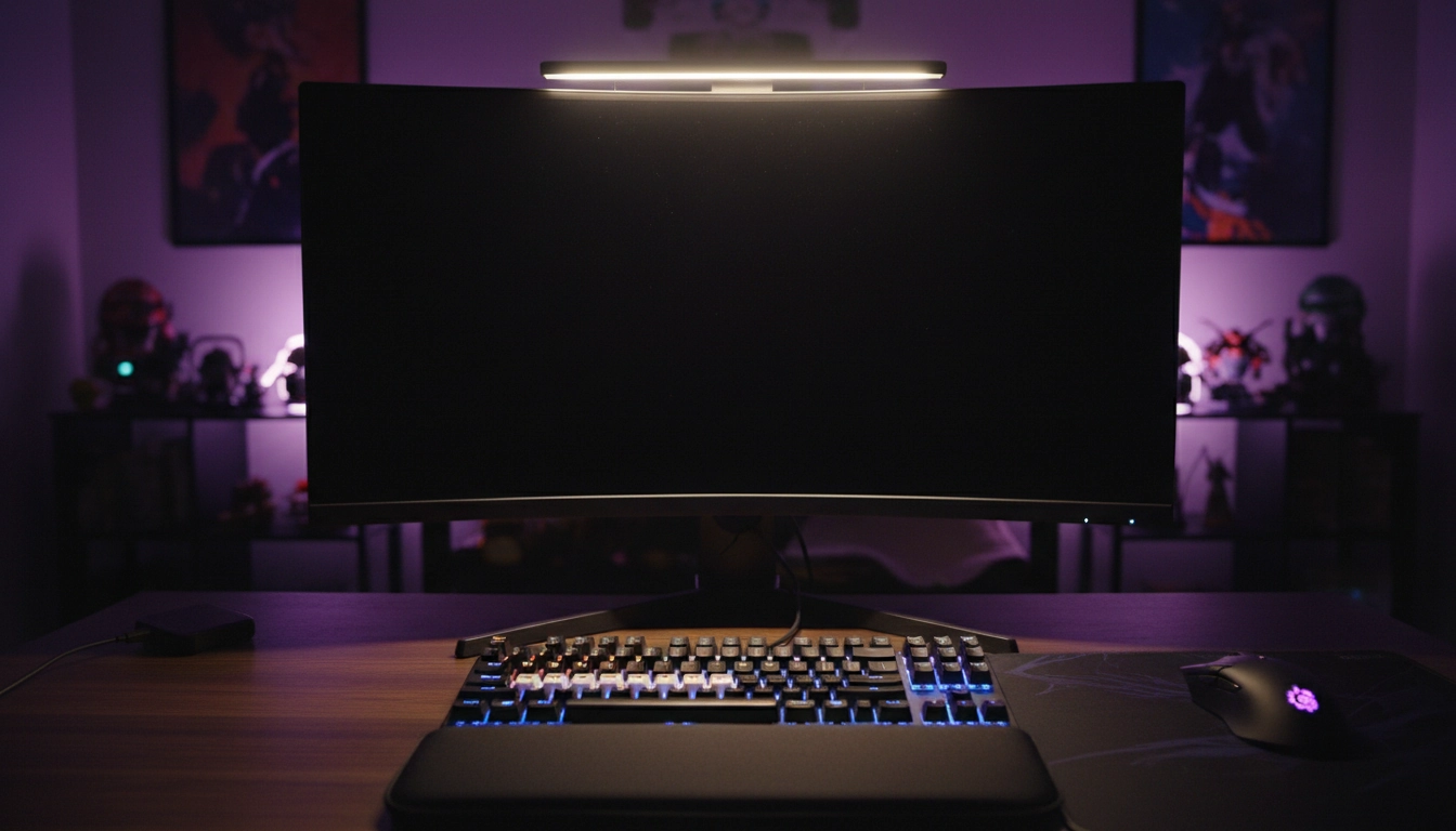 Utilisation d'une barre d'écran pour éclairer le clavier sans créer de reflets sur le moniteur