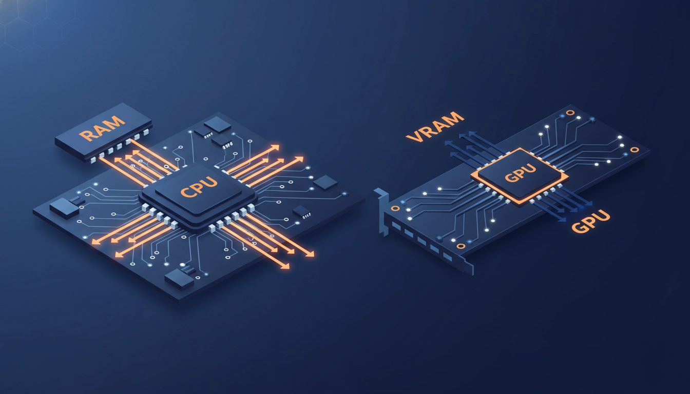Schéma illustrant la différence entre VRAM et RAM et son impact sur les performances en jeu