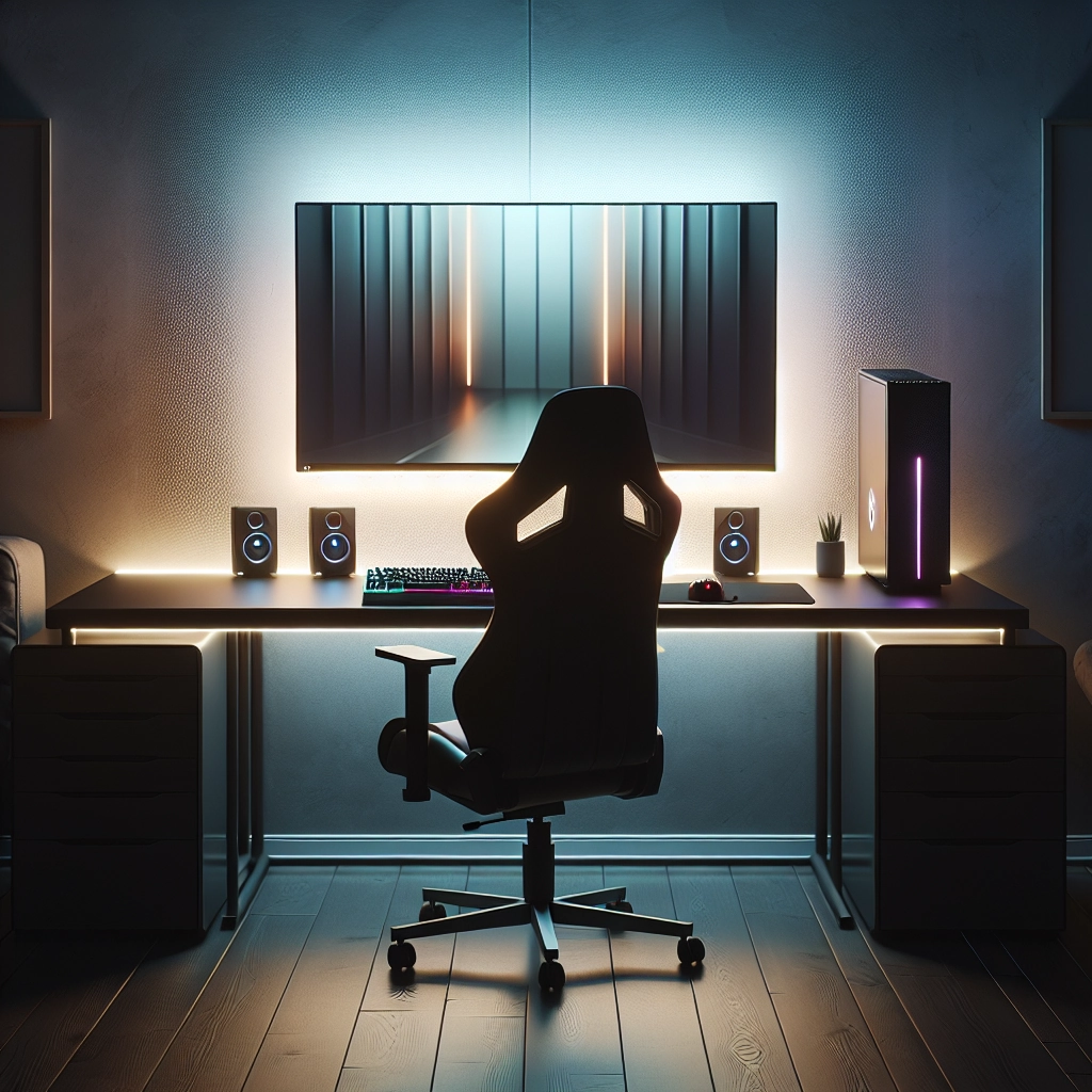 Éclairage setup gaming avec biais lumineux derrière l’écran pour limiter la fatigue oculaire