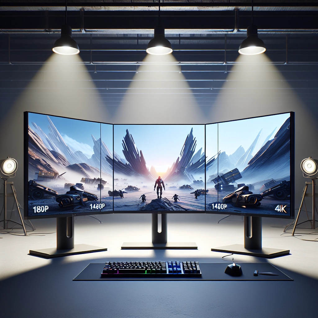 Comparaison visuelle entre 1080p, 1440p et 4K pour choisir la bonne résolution d’écran gaming