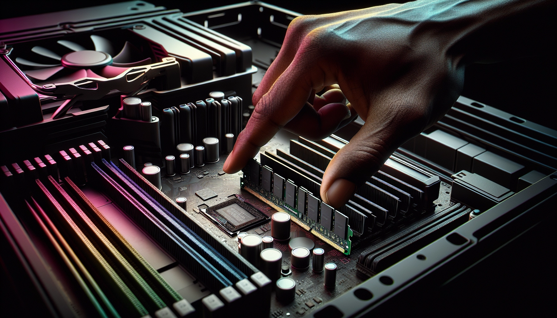 Réinsertion d'une barrette RAM pour résoudre un écran noir premier démarrage PC solution rapide