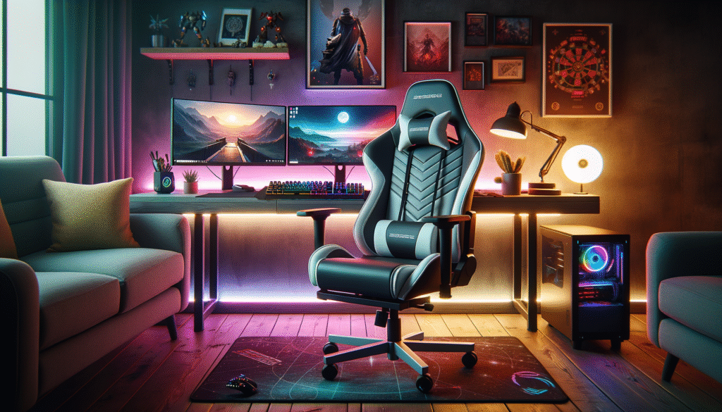 Fauteuil gaming confort avec design ergonomique pour des sessions prolongées.