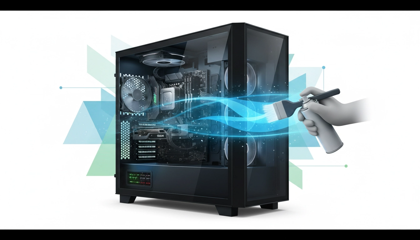 Un PC gamer ouvert montrant des ventilateurs propres après avoir respecté la bonne fréquence nettoyage pc gamer.