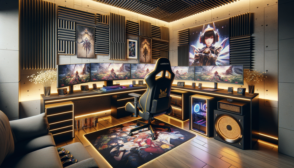 Modern gaming room avec isolation phonique offrant confort et immersion