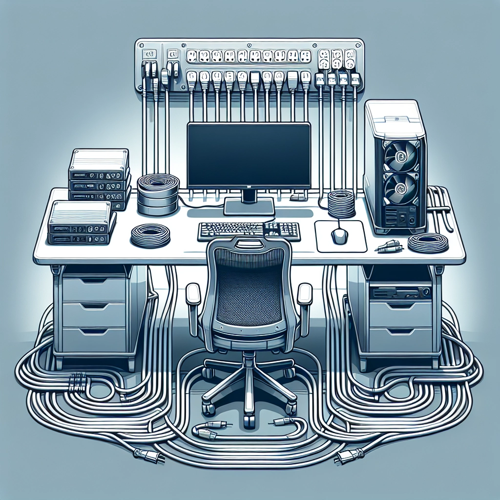 Setup gaming propre et minimaliste avec câbles rangés sous le bureau