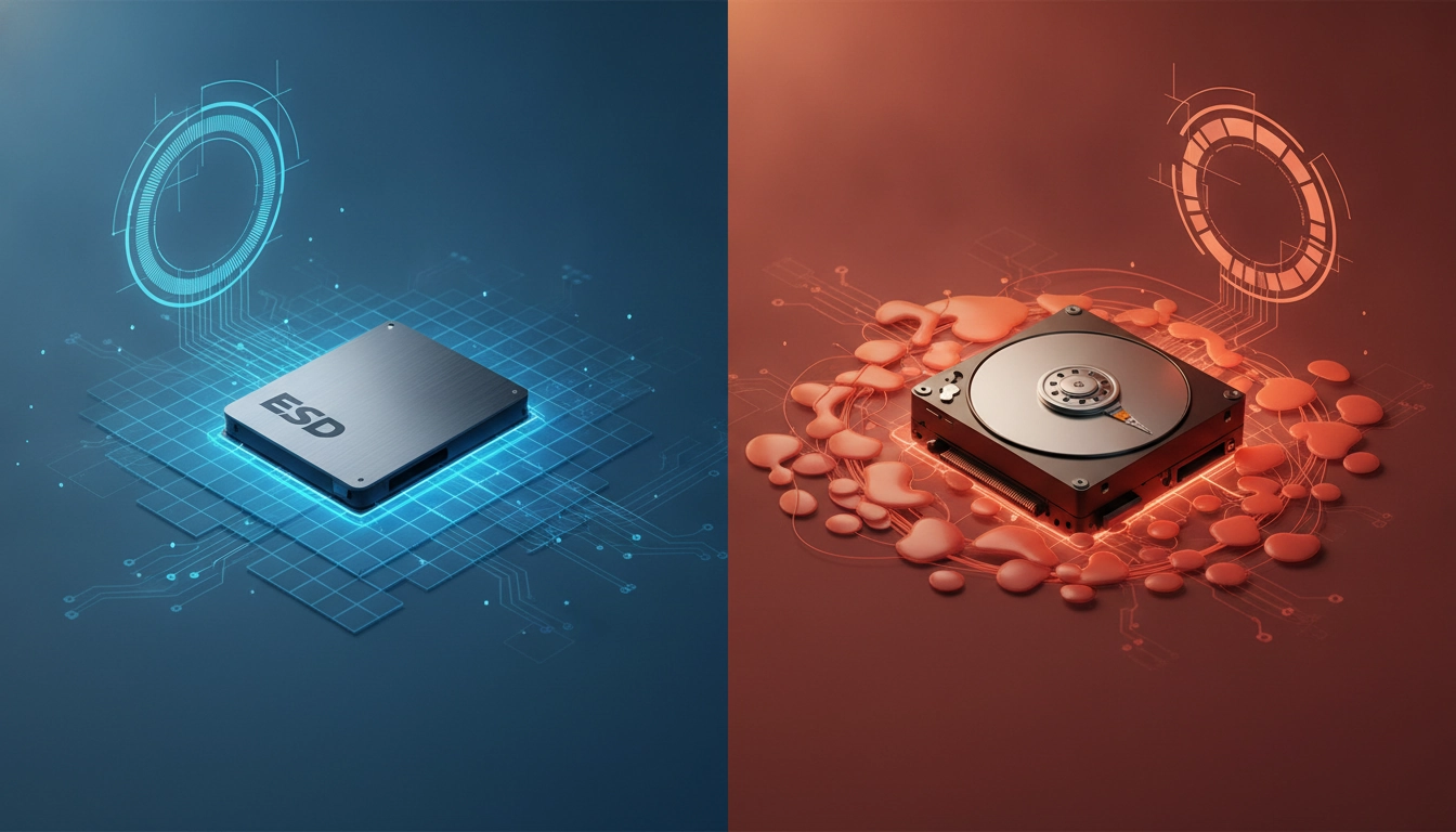 Comparaison visuelle de la gestion espace disque ssd vs hdd à l'intérieur d'un ordinateur