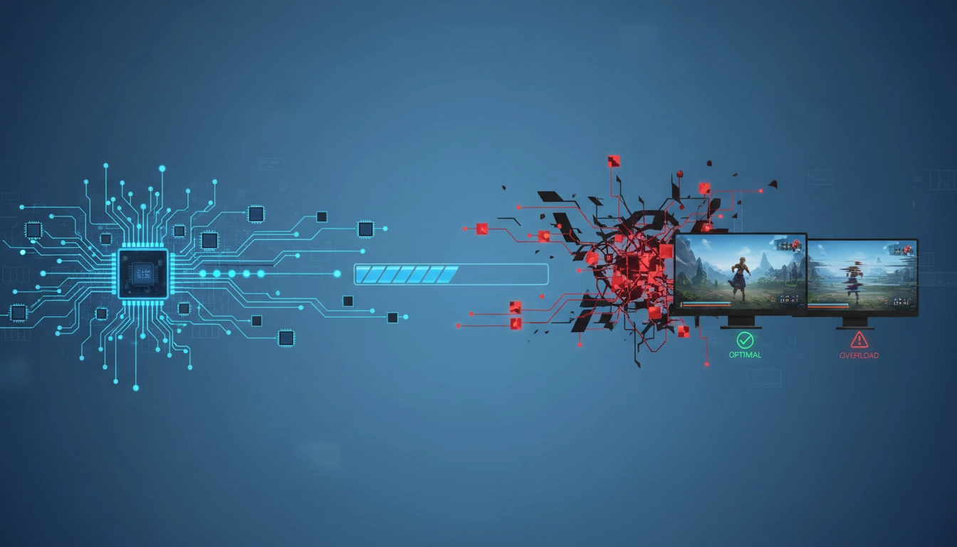 Interface de monitoring affichant la gestion VRAM gaming en temps réel sur un PC gamer haute performance