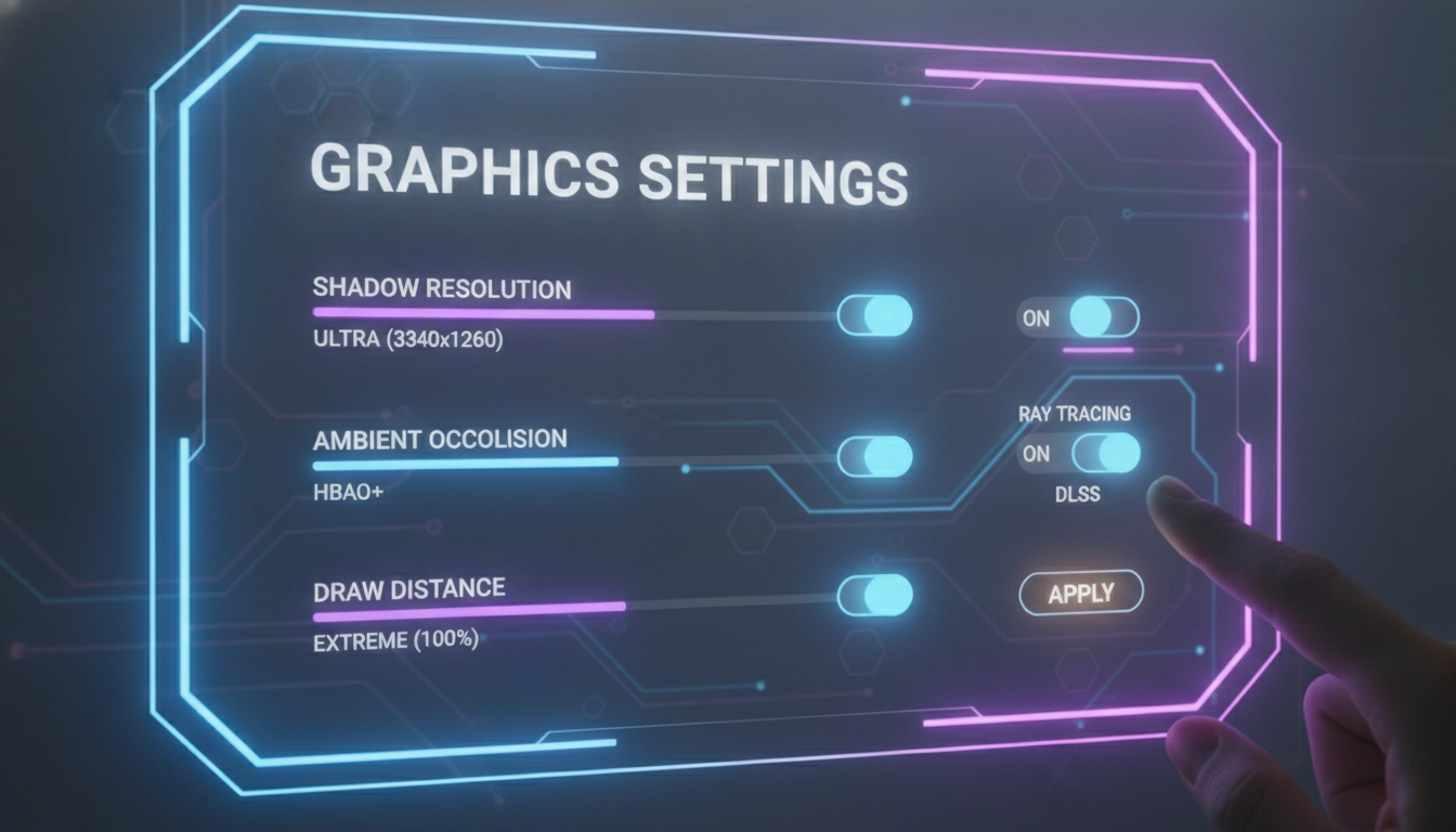 Interface de réglages graphiques pour optimiser la qualité visuelle et les performances