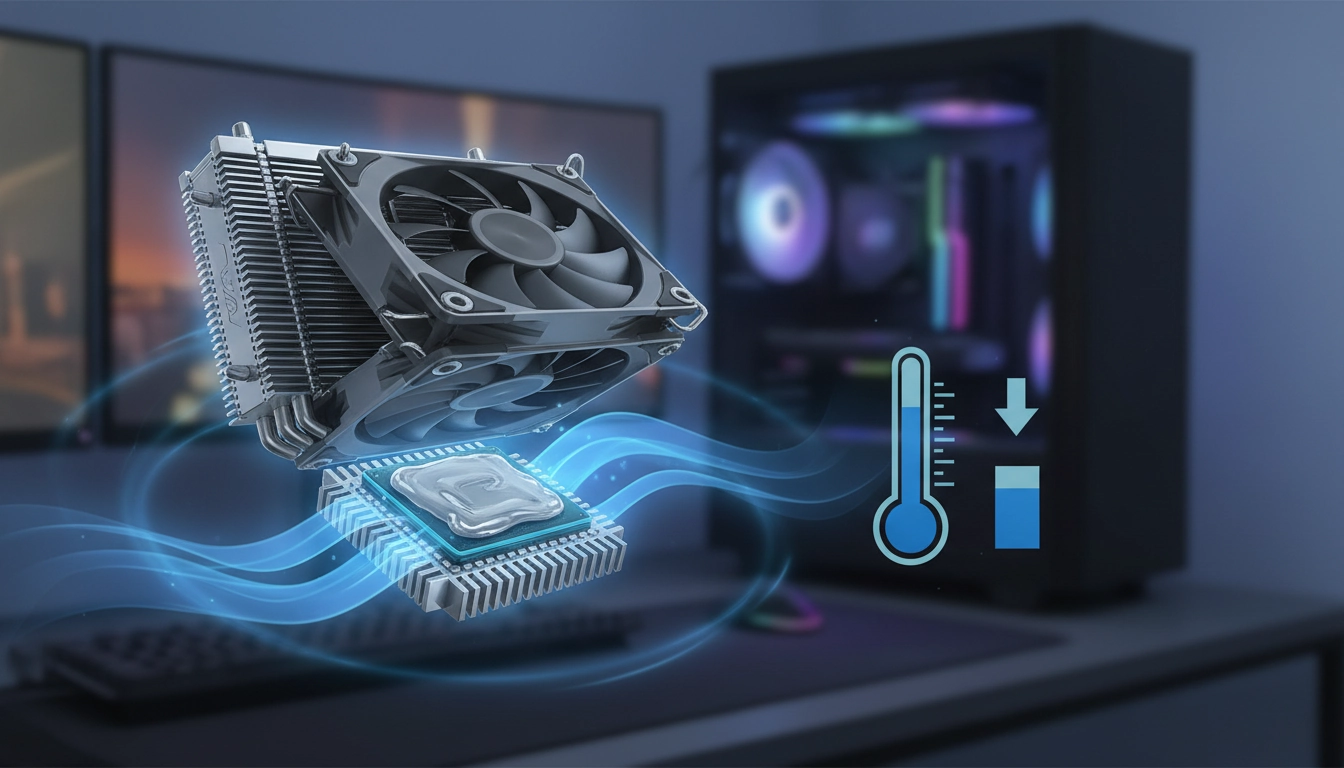 Gros plan sur une goutte de pâte thermique appliquée sur un processeur montrant l'impact pâte thermique cpu sur température gaming.