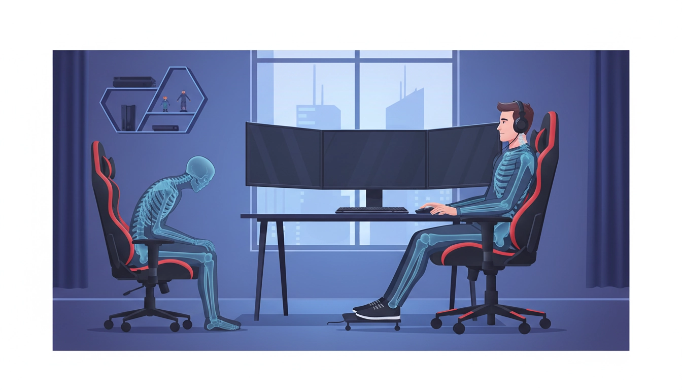 Joueur profitant de l'impact d'un siège gaming ergonomique sur sa posture.