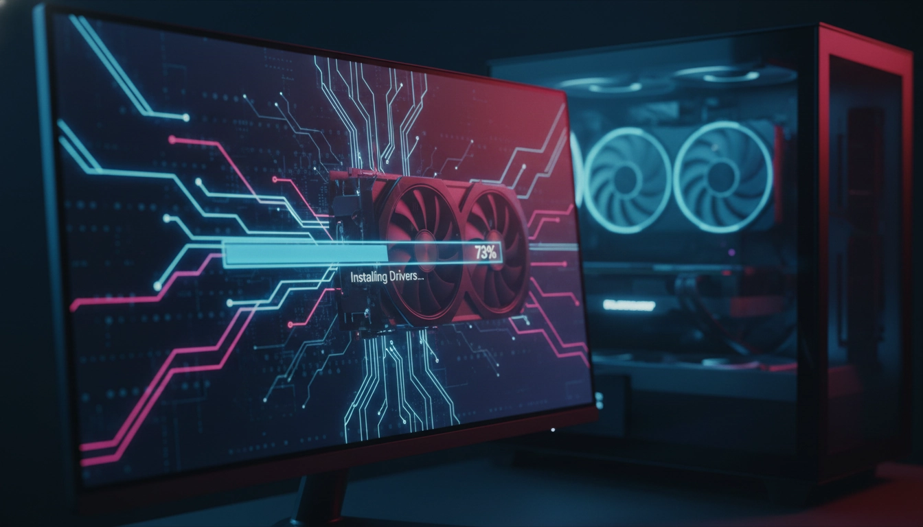 Écran d'ordinateur affichant l'importance mise à jour pilotes carte graphique gaming en temps réel