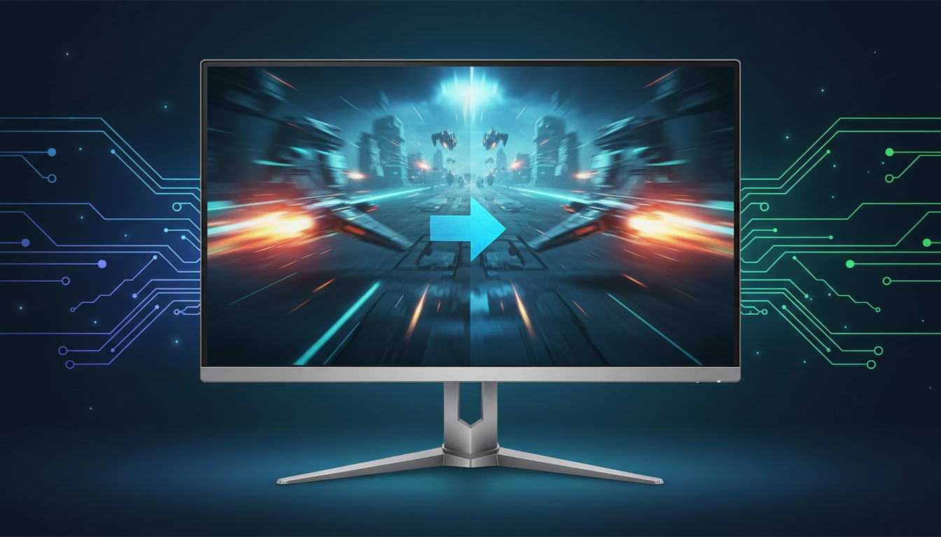 Gamer professionnel concentré devant un moniteur très réactif