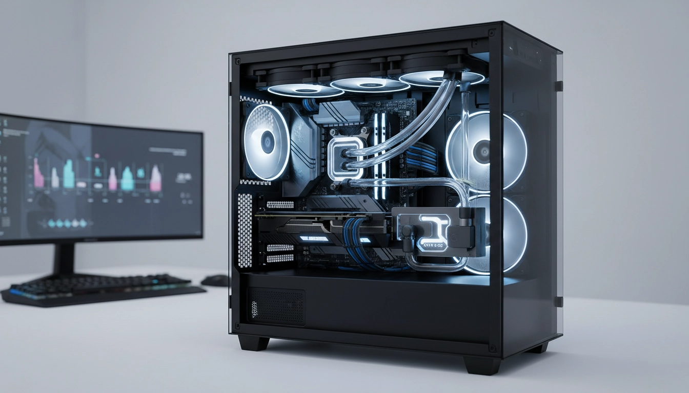 Installation optimale refroidissement liquide AIO performances — montage du radiateur et de la pompe sur un PC gaming