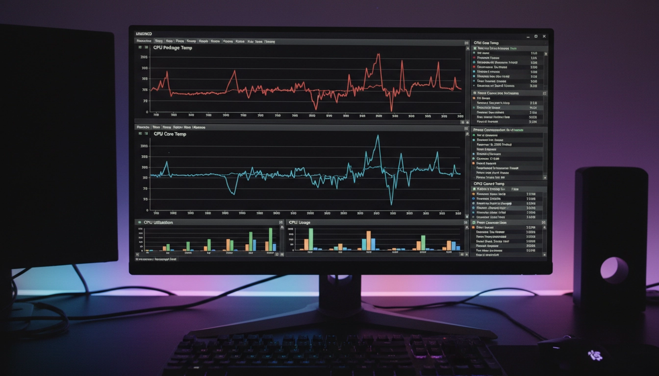 Logiciel HWiNFO64 affichant des graphiques pour interpréter les données de température CPU et GPU en gaming