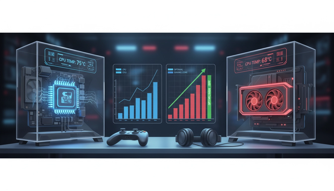 Interface d'un logiciel de monitoring affichant les données de température CPU et GPU en temps réel pour le gaming