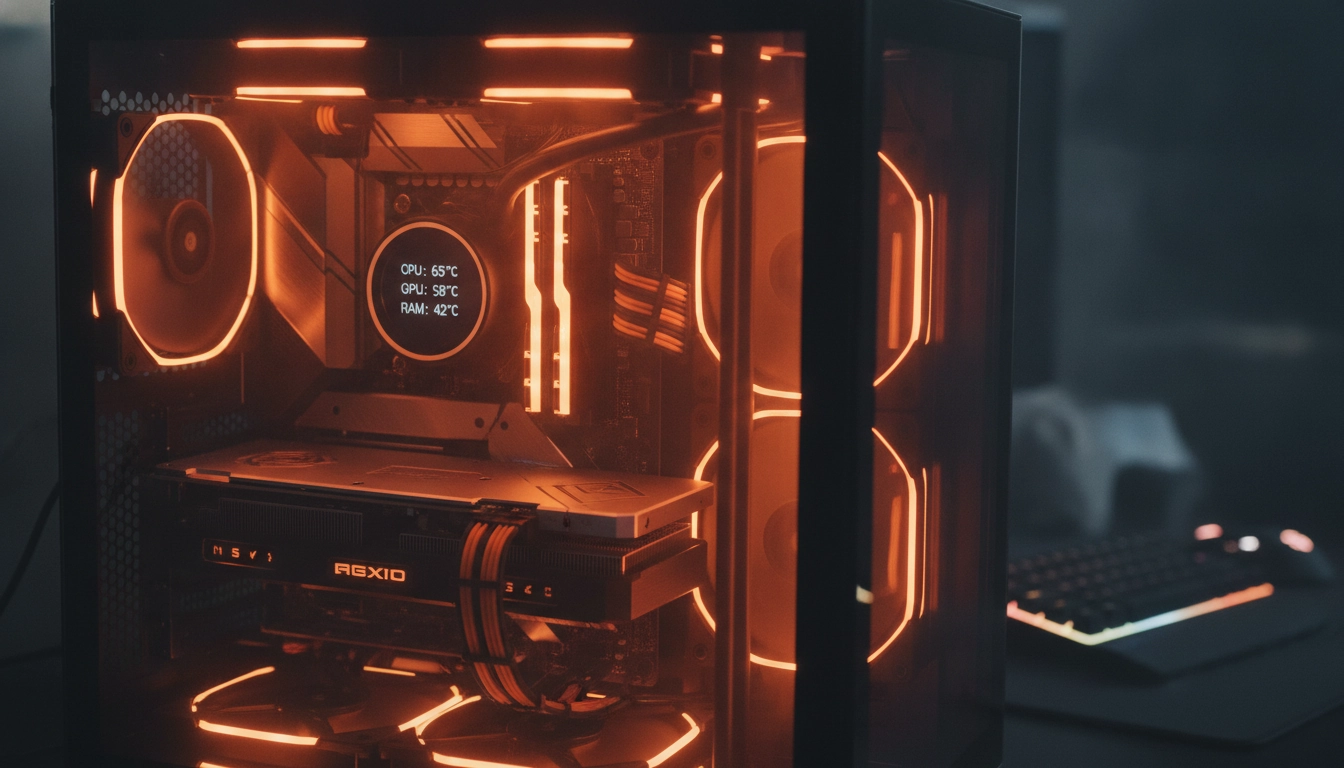 Monitoring des températures à l'intérieur d'un PC gaming pour éviter la surchauffe des composants.