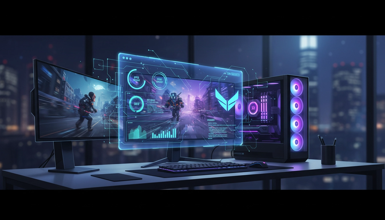 Interface de logiciels optimisation jeux affichant les performances d'un PC gaming en temps réel