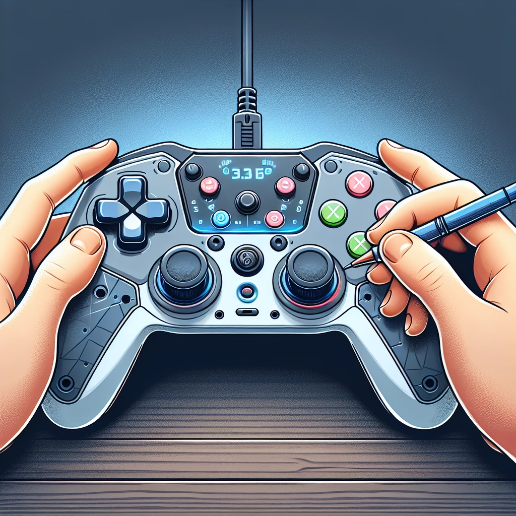Configuration avancée d’une manette gaming personnalisable sur bureau de setup gamer