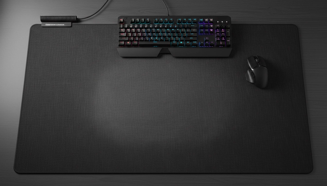 Vieillissement d'un tapis souris XXL tissu avec zones d'usure visibles au centre après plusieurs mois de jeu intensif