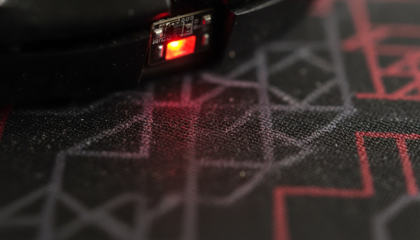 Gros plan sur les matériaux tapis gaming influence performance tracking souris pour une précision maximale.