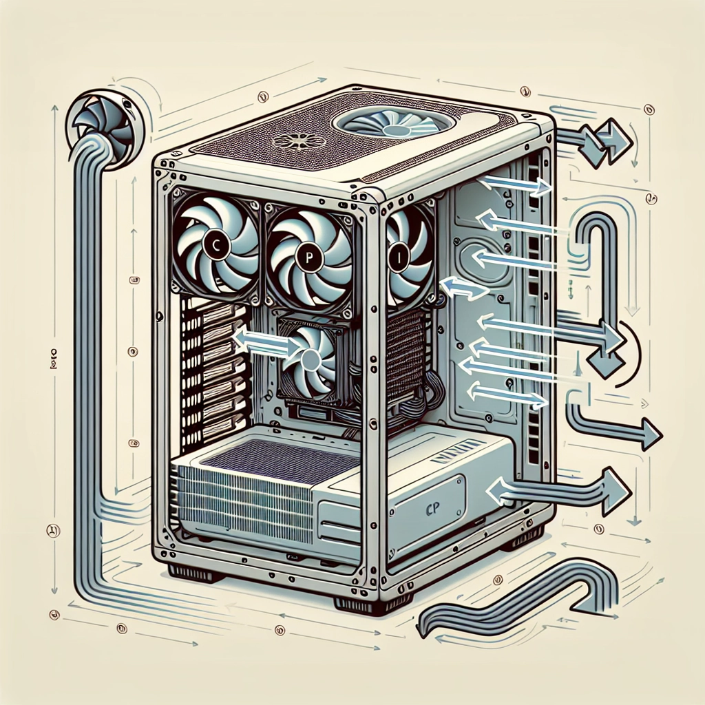 Schéma du flux d’air dans un boîtier PC gaming pour un refroidissement efficace et silencieux