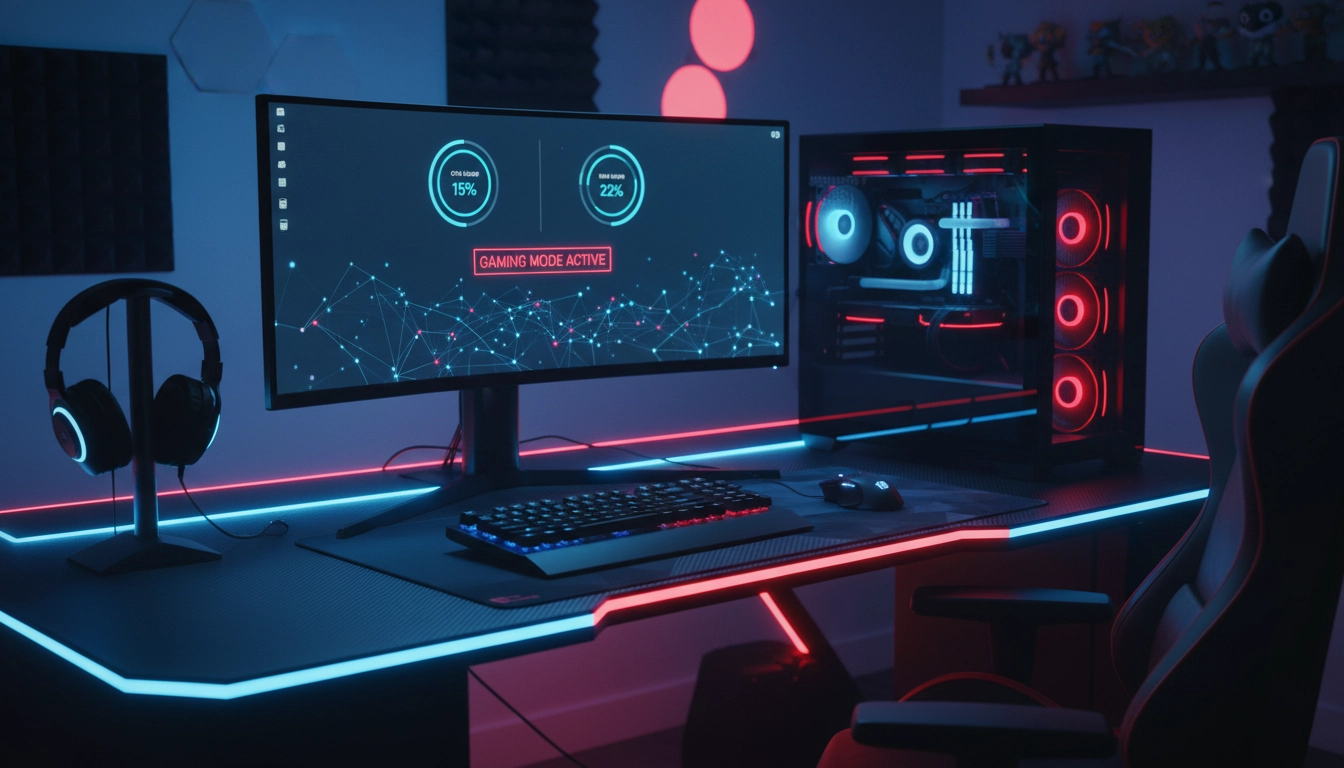 Interface moderne du meilleur antivirus gaming windows 10 en action sur un PC performant