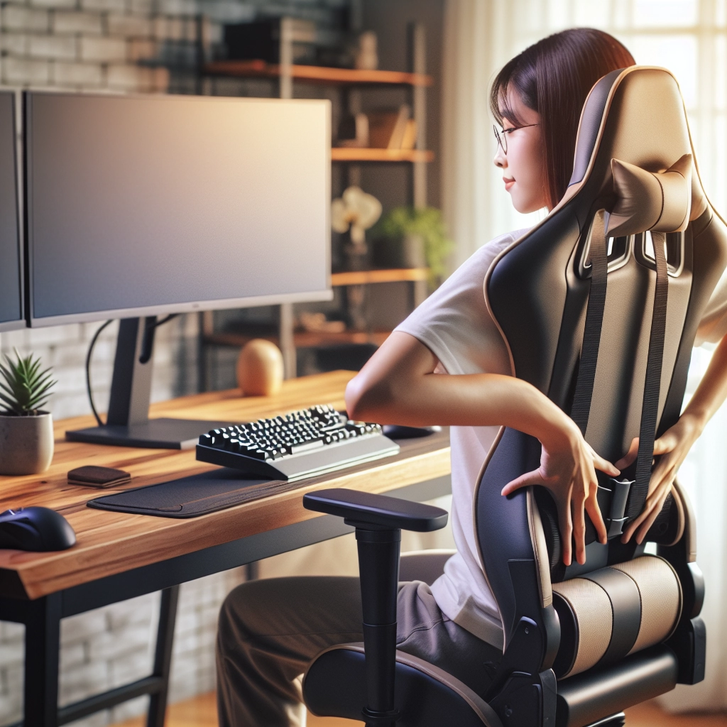 Réglage du soutien lombaire sur la meilleure chaise gaming ergonomique pour une posture neutre